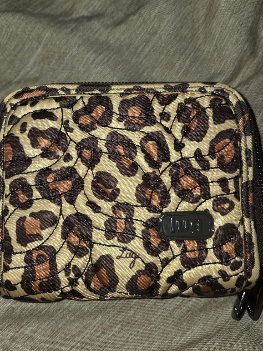 Lug Leopard Quilted Zip Wallet - Brown/Black